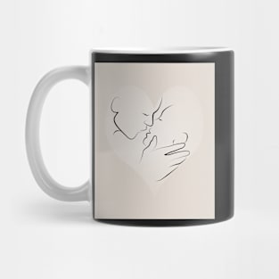 Minimalistic French Kiss In A Heart Illustration Mug